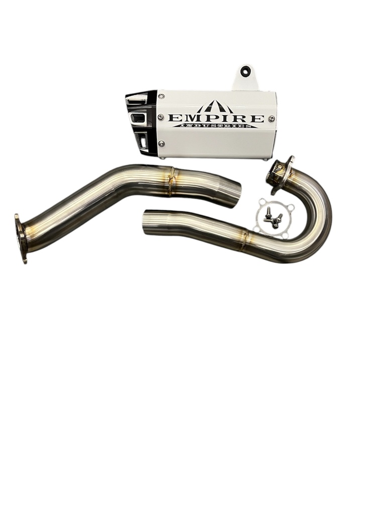 *EMPIRE ESCAPE COMPLETO YFZ450R SHORTY 8" WHITE CAN / BLACK TIP G2