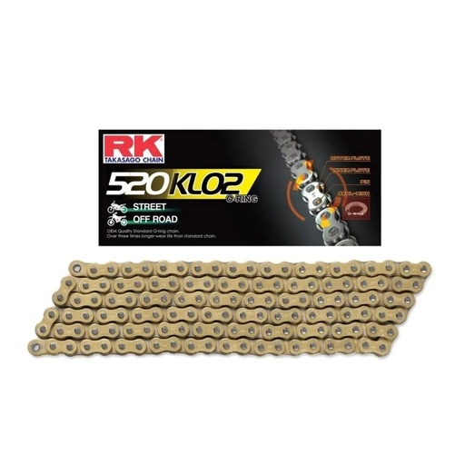 [520KLO2x120GR] CADENA TRANSMISION RK KLO2 520 x 120 C/O-RING DORADA C/CLIP