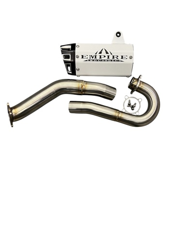 [EMP-YFZ-450-R-G2-BB-S-WH] EMPIRE ESCAPE COMPLETO SHORTY 8" YFZ 450R WHITE CAN / BLACK TIP G2